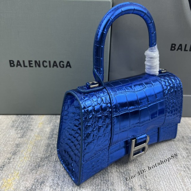 Balenciaga專櫃爆款新色xs號鱷魚紋Hourglass沙漏包 巴黎世家頂級原單手提肩背包 款號：8896 fyj1238